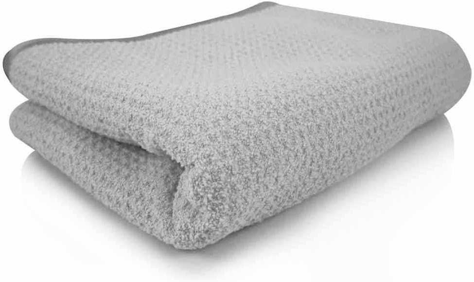 Waffle Weave Gray Matter Microfiber Drying Towel - 25" x 36", 70/30 Blend with Silk Edging for Scratch-Free Car Drying, Ultra Absorbent and Safe for All Surfaces