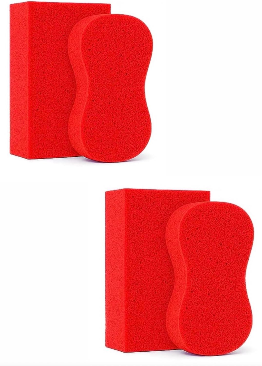 Multi-Purpose Sponges for Cleaning - Red 4 Pack, Large Sponges for Car Washing, Tile & Grout, All Purpose Cleaning