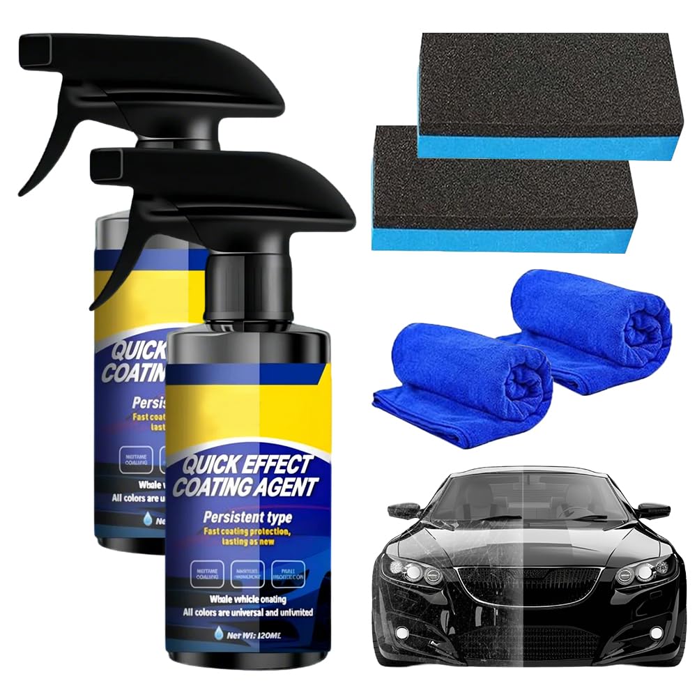 Car Coating Spray,  New Quick Effect Coating Agent, Persistent Car Polish Spray, Multi-Purpose Scratch Repair for Auto Detailing, Instant Agent, Mirror Shine (2 Pack)