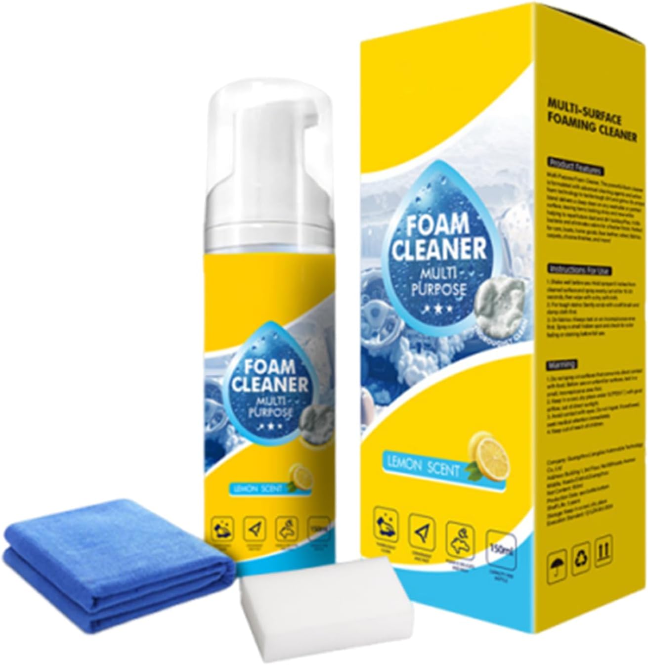 Car Cleaner Interior | Multifunctional Foam Cleaning Agent, Strong Decontamination, Foaming Cleaner 150ml, Car Interior Leather Seat Cleaner, Special for White Shoes, Dash Refurbishment Cleaning