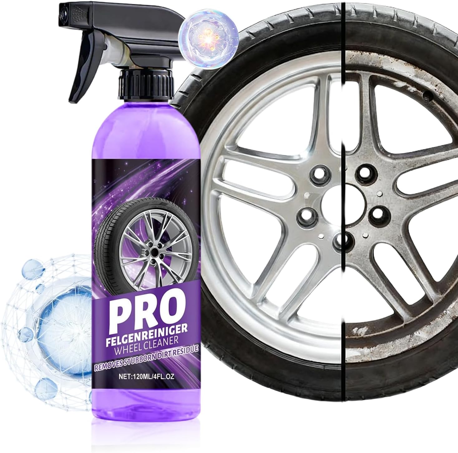 Car Rim Cleaner | 120ml Heavy-Duty Foaming Coating | Rim Cleaner Spray,for Car Interior Exterior Detailing Brake Engine Hub