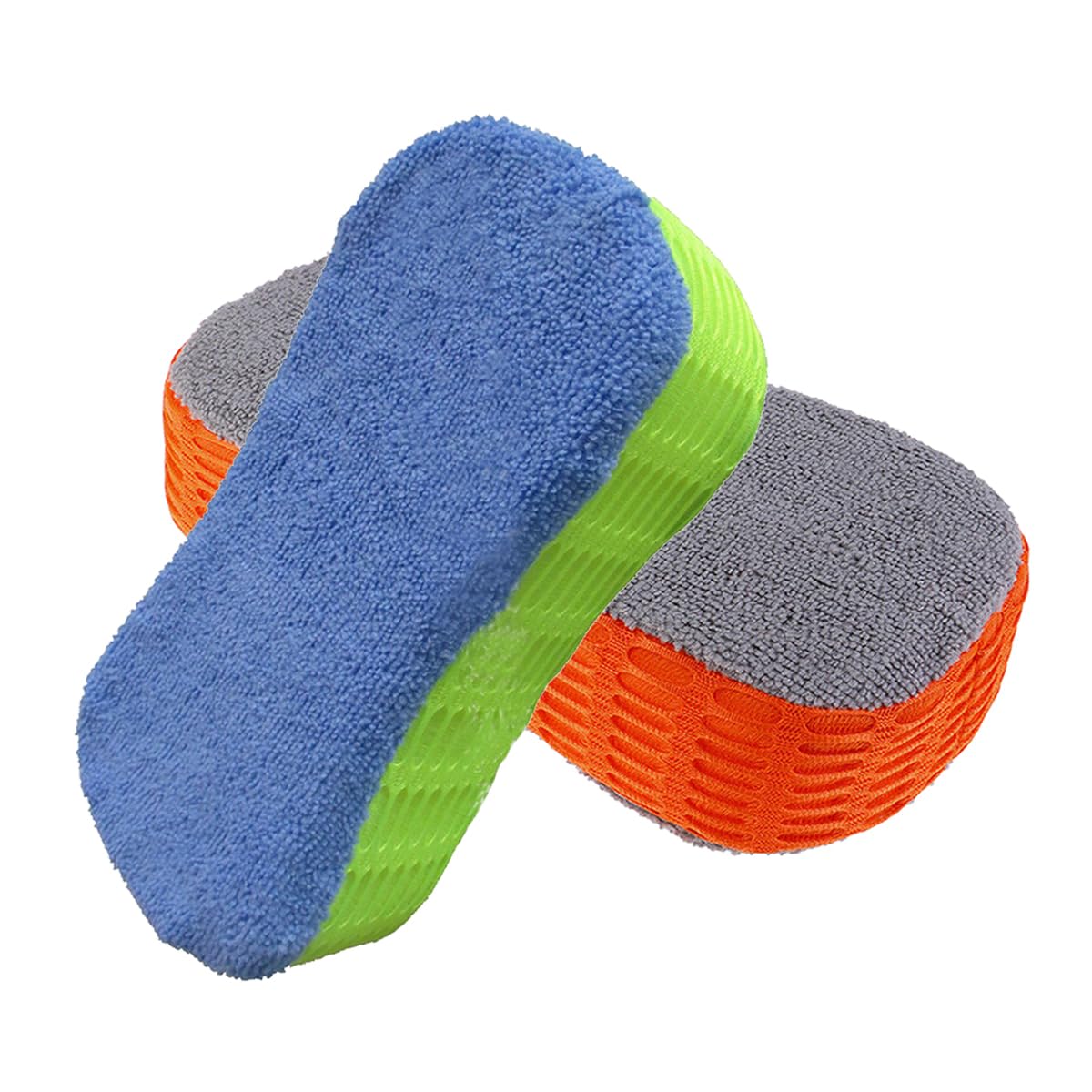 2 Pack Extra Thick Large Car Wash Sponge, Cleaning Sponge Multi-Purpose for Car, Household Cleaning, Bathroom, Kitchen, Bike, Boat (Green & Orange)