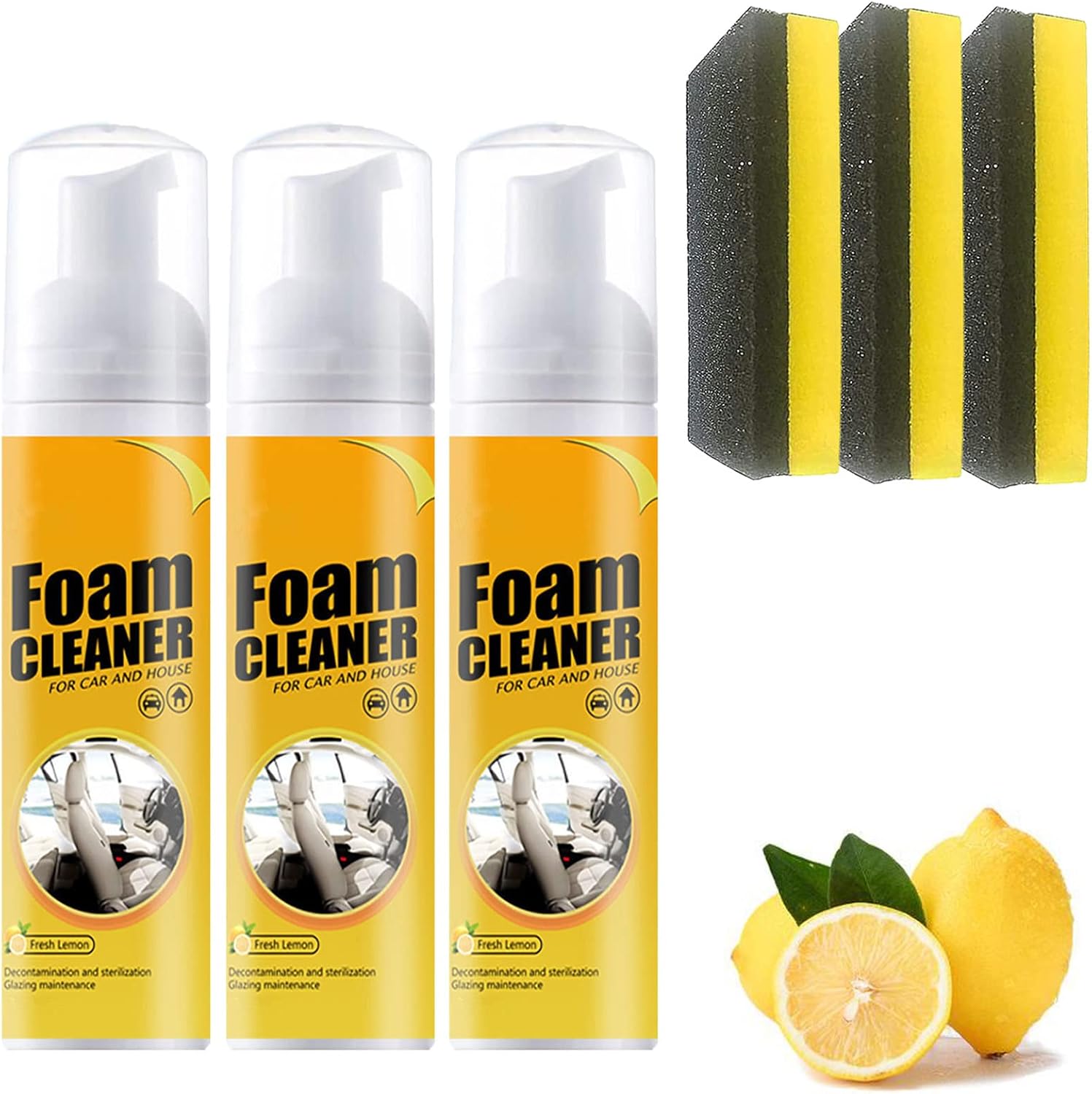 Multifunctional Car Foam Cleaner, Powerful Stain Removal Kit, Car Interior Ceiling Leather Seat Cleaner Foam for Cars and House (30ml-3pcs)