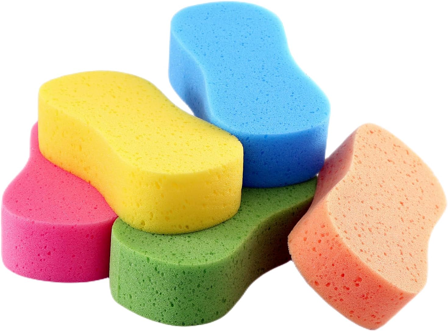 Car Wash Sponges,5 Pack Extra Thick Large Colorful Cleaning Sponge Multi-Purpose for Bathroom Kitchen Bike Boat (Random 5-Color Mix)