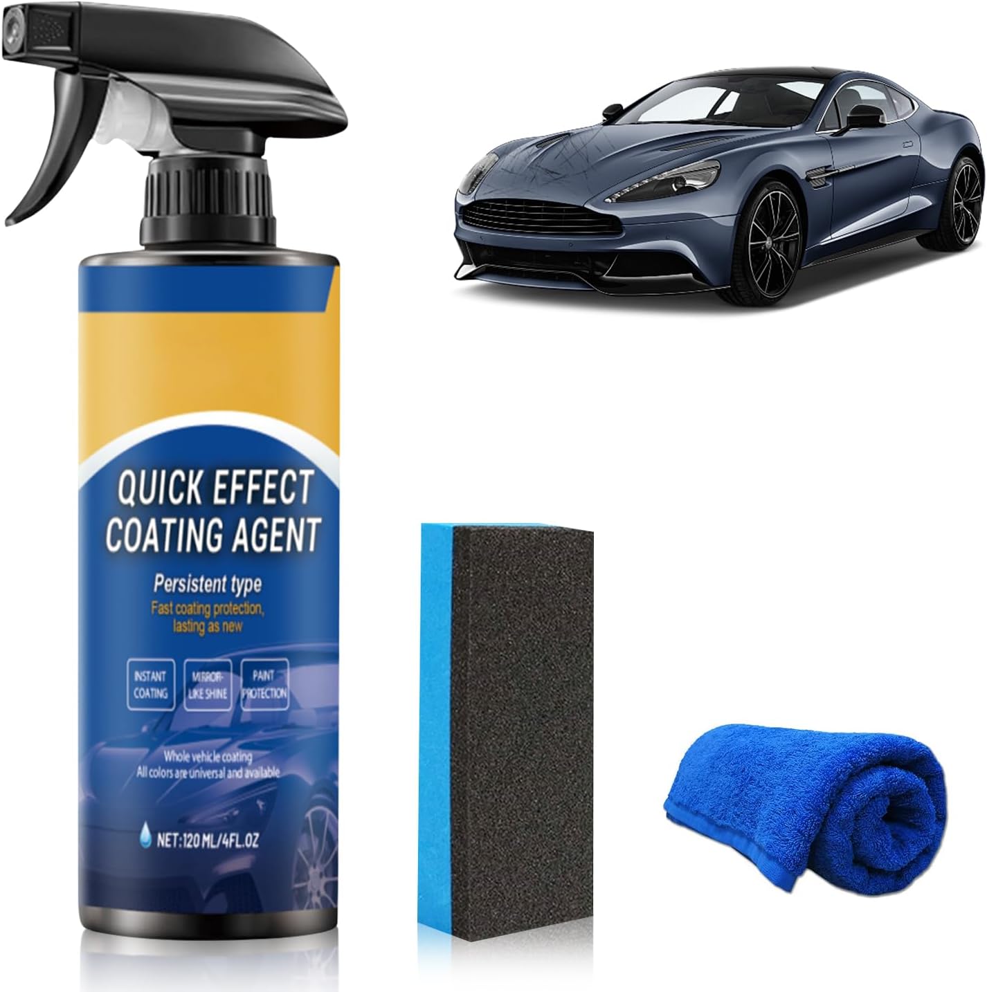 Car Quick-Acting Coating Agent Spray,3 in 1 High Protection Quick Car Coating Spray, Coating Sprays,Car Scratch Wax Polish Sprays Waterless Wash for Shine & Protection