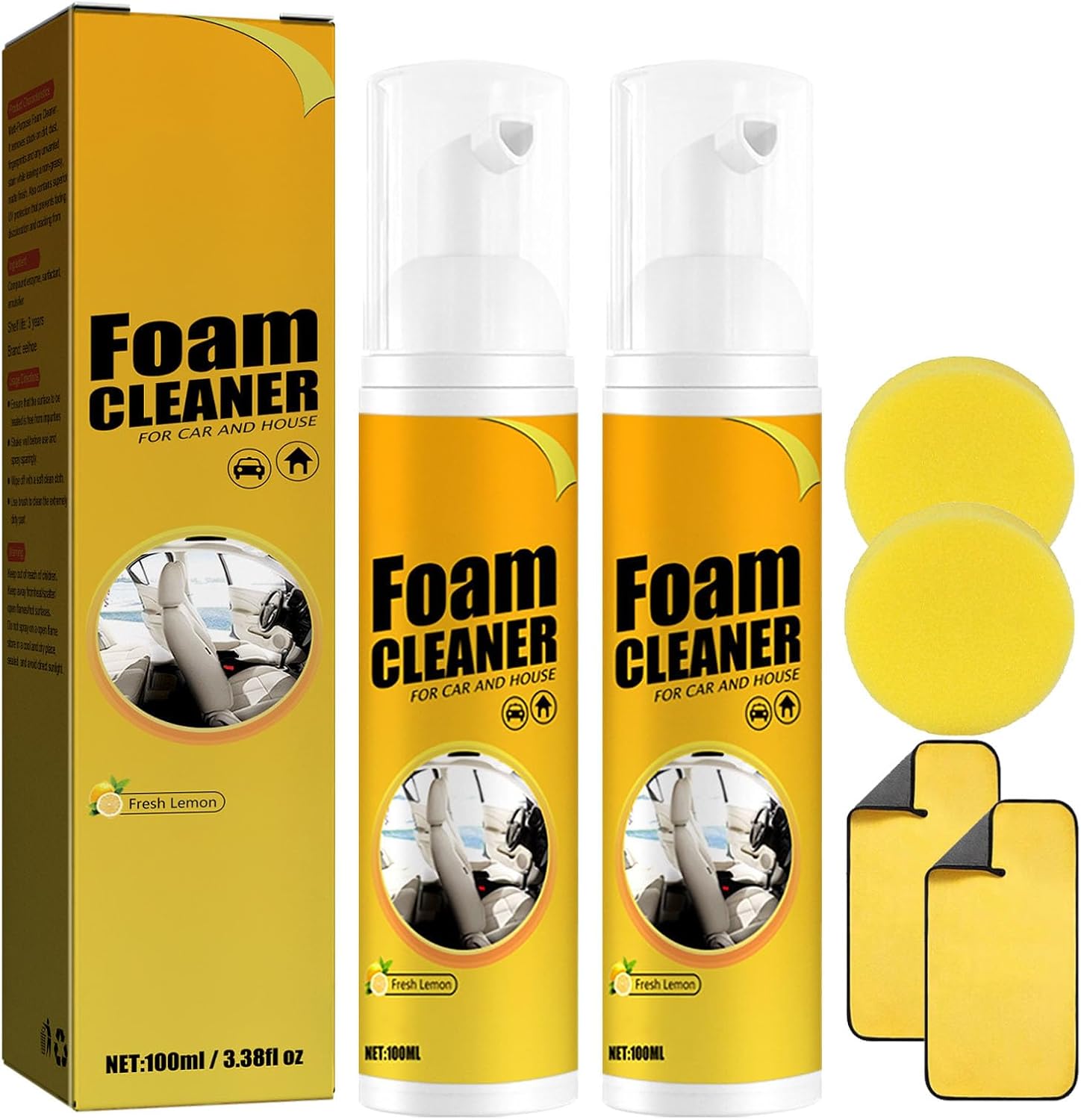 All-Purpose Rinse-Free Cleaning Spray, Foam Cleaner for Car, Kitchen, Bathroom, Clean Away Oil Stains, Effective Dirt Removal, Powerful & Fast-Acting, Long-Lasting Protection