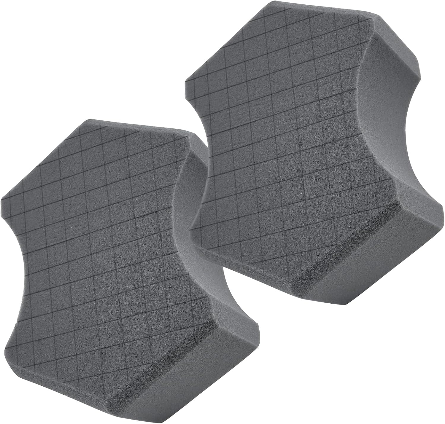 2Pack Grid Car Wash Sponge, Saiqiang Car Detailing Sponges Durable Foams Rinseless Washing Cross-Cut Scratch-Free for Cleaning Accessories Gray