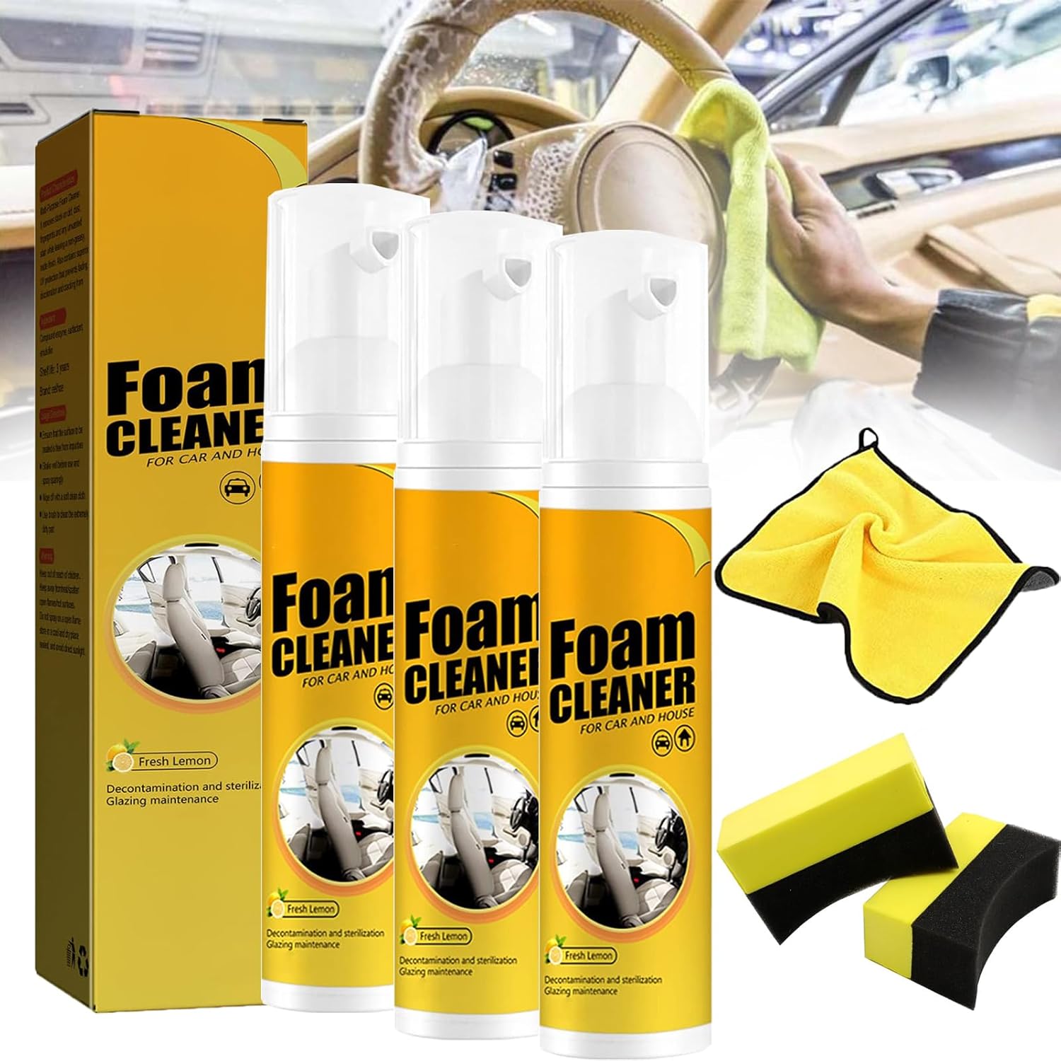 All Around Master Foam Cleaner, Multifunction Foam Cleaner, Foam Cleaner All Purpose, 2023 New Multifunctional Car Foam Cleaner, Foam Cleaner for Car (3PCS,100ML)