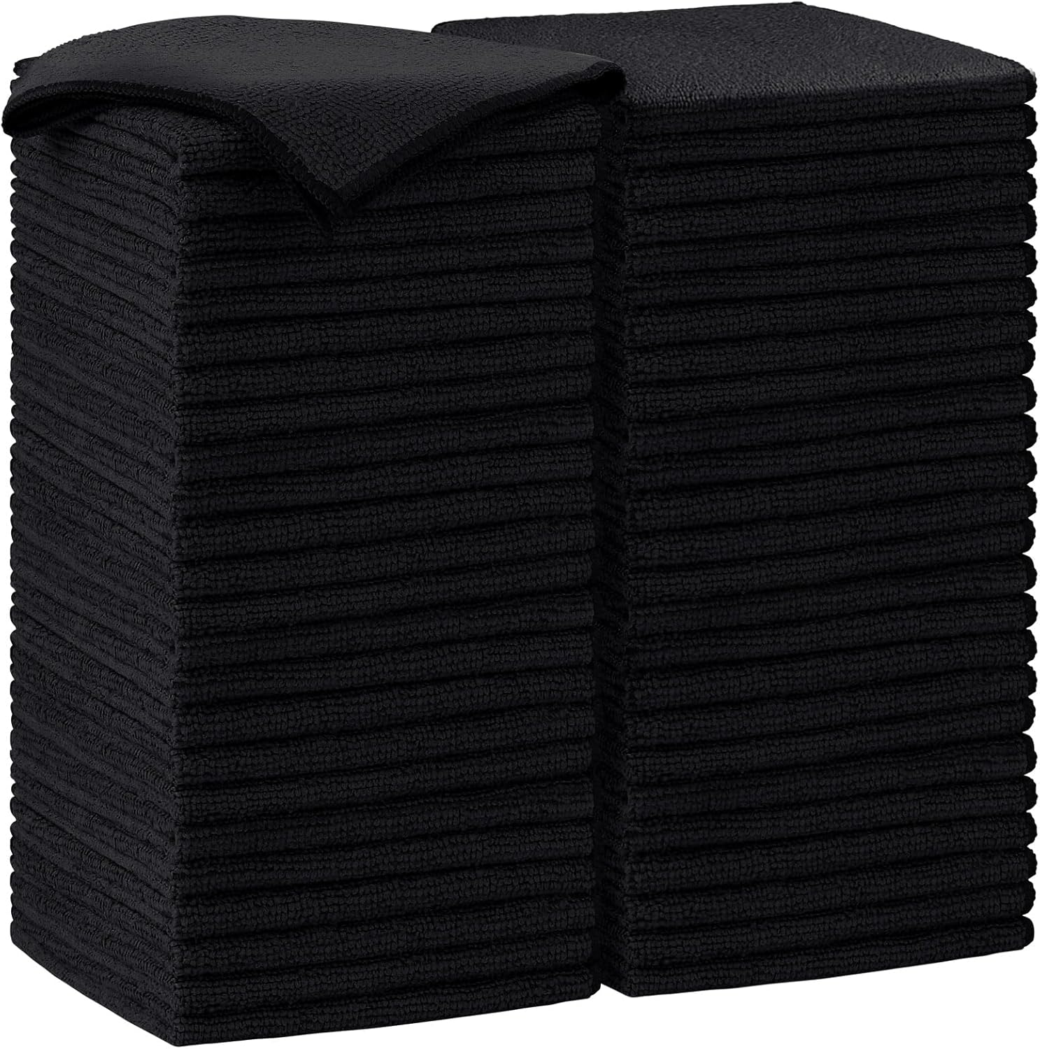 Microfiber Cleaning Cloth-50PK, Soft Microfiber Towels for Cars, Absorbent Cleaning Rags, Lint-Free Streak-Free Wash Cloths for House, Kitchen, Window(12in.x12in), Black