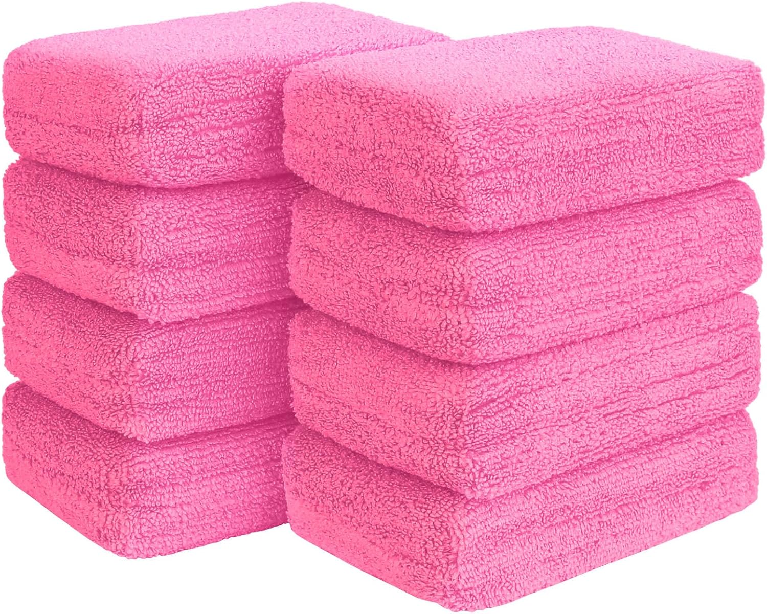 Microfiber Applicator Pads, Scratch-Free Car Wash Sponge for Cleaning, Premium Wax Foam Applicator Pads for Car Detailing, 5”x3”, 8 Pack, Pink