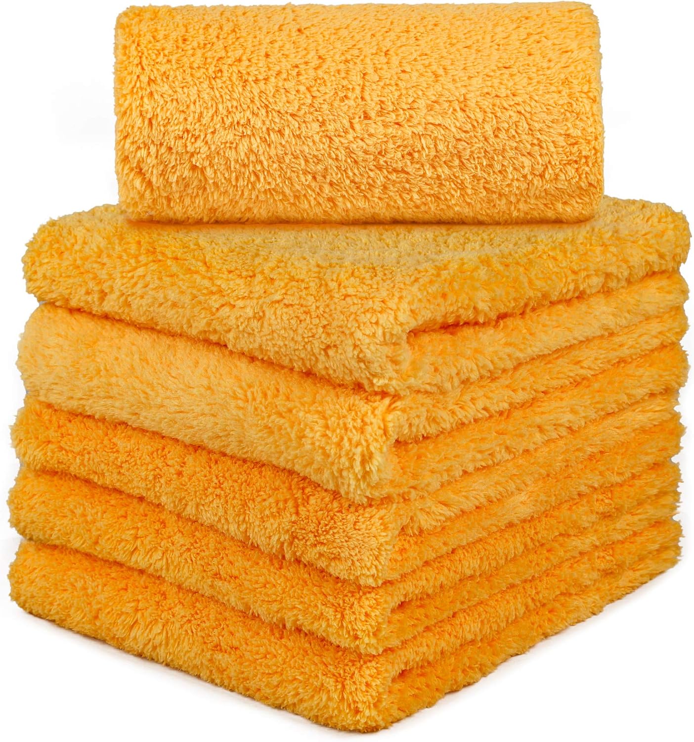 Microfiber Towels for Cars, Car Drying Wash Detailing Towel with Plush Edgeless Microfiber Cloth (Yellow)