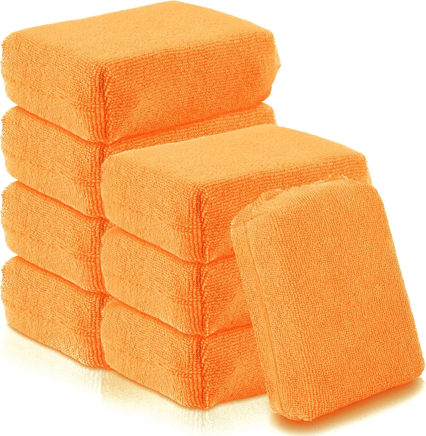 8 PCS Microfiber Applicator Pad, 4.7"x3.1" Scratch-Free Foam Buffing Scrub Pads, Car Wash Sponges for Effortless Detail Polishing, Waxing, Tire Shining, Interior Cleaning, Scrubbing (Yellow)