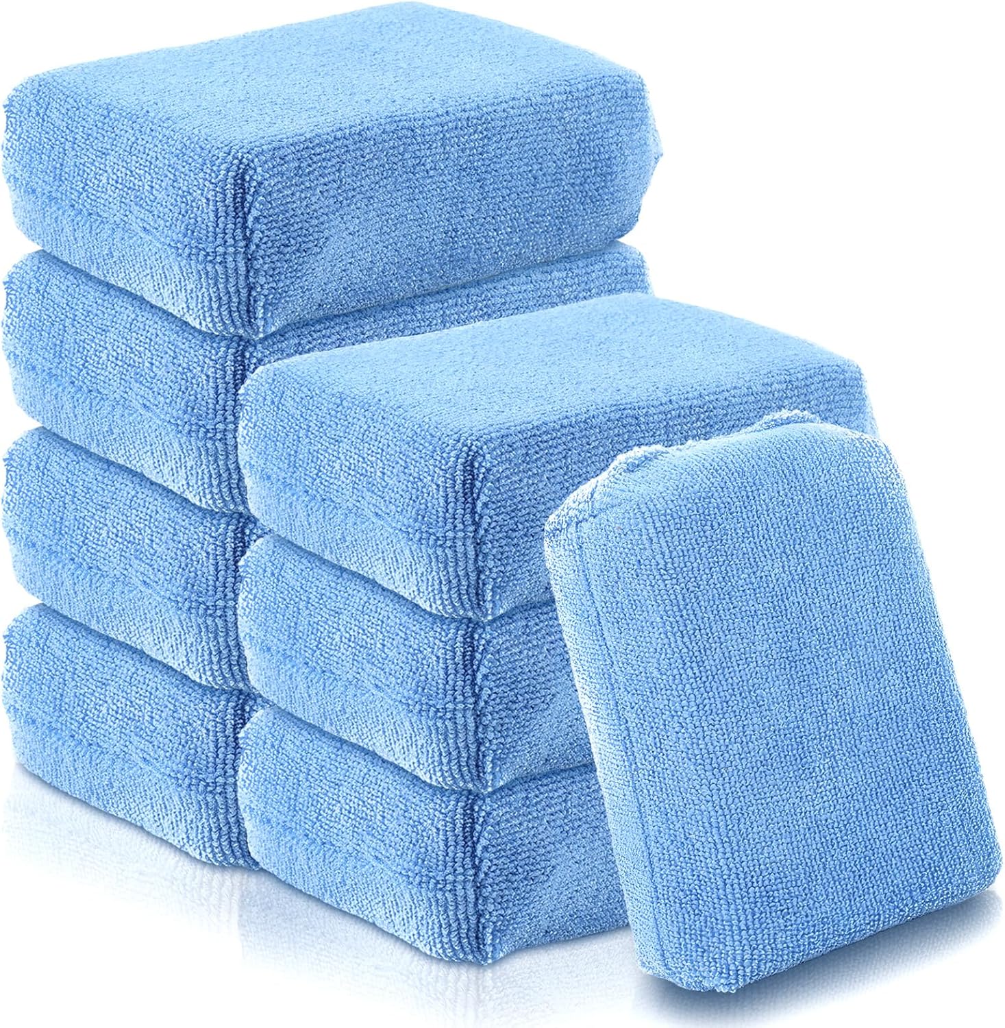 8 PCS Microfiber Applicator Pad, 4.7"x3.1" Scratch-Free Foam Buffing Scrub Pads, Car Wash Sponges for Effortless Detail Polishing, Waxing, Tire Shining, Interior Cleaning, Scrubbing (Blue)