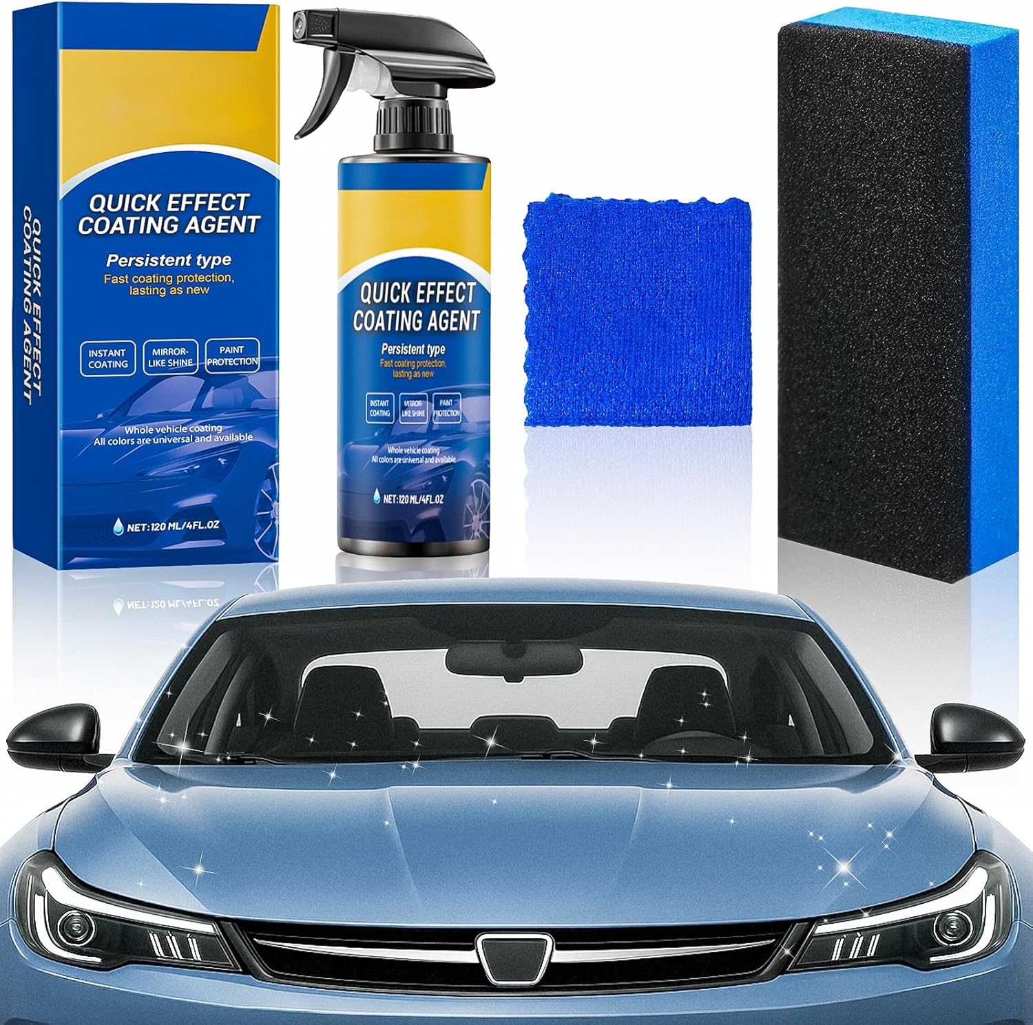 Quick Effect Coating Agent for Car -  Upgrade Car Coating Spray, Advanced Quick-Acting Car Scratch Wax Coating Spray for Scratch Repair, Oil Film Removal, Long-Lasting Hydrophobic Coating