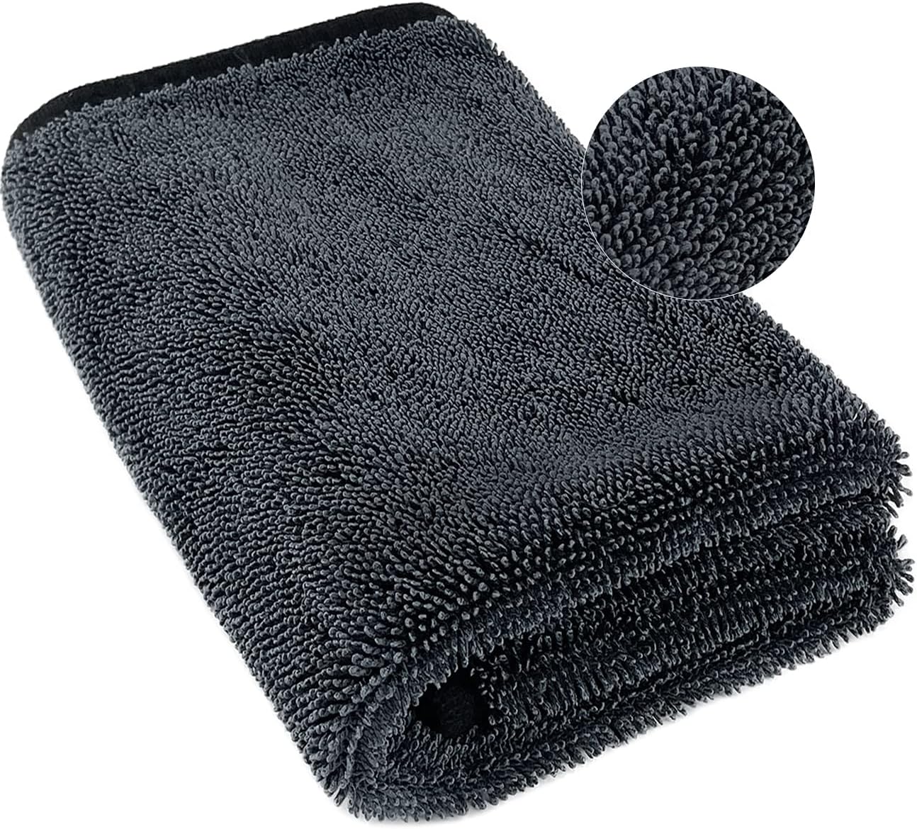 Microfiber Towels for Cars Wash Drying Extra Large Super Absorbent Cleaning Cloth Auto Detailing Ultra Soft, Lint-Free, Streak-Free, 35 x 24 Inch, Pack of 1, Grey-Black, 600 GSM