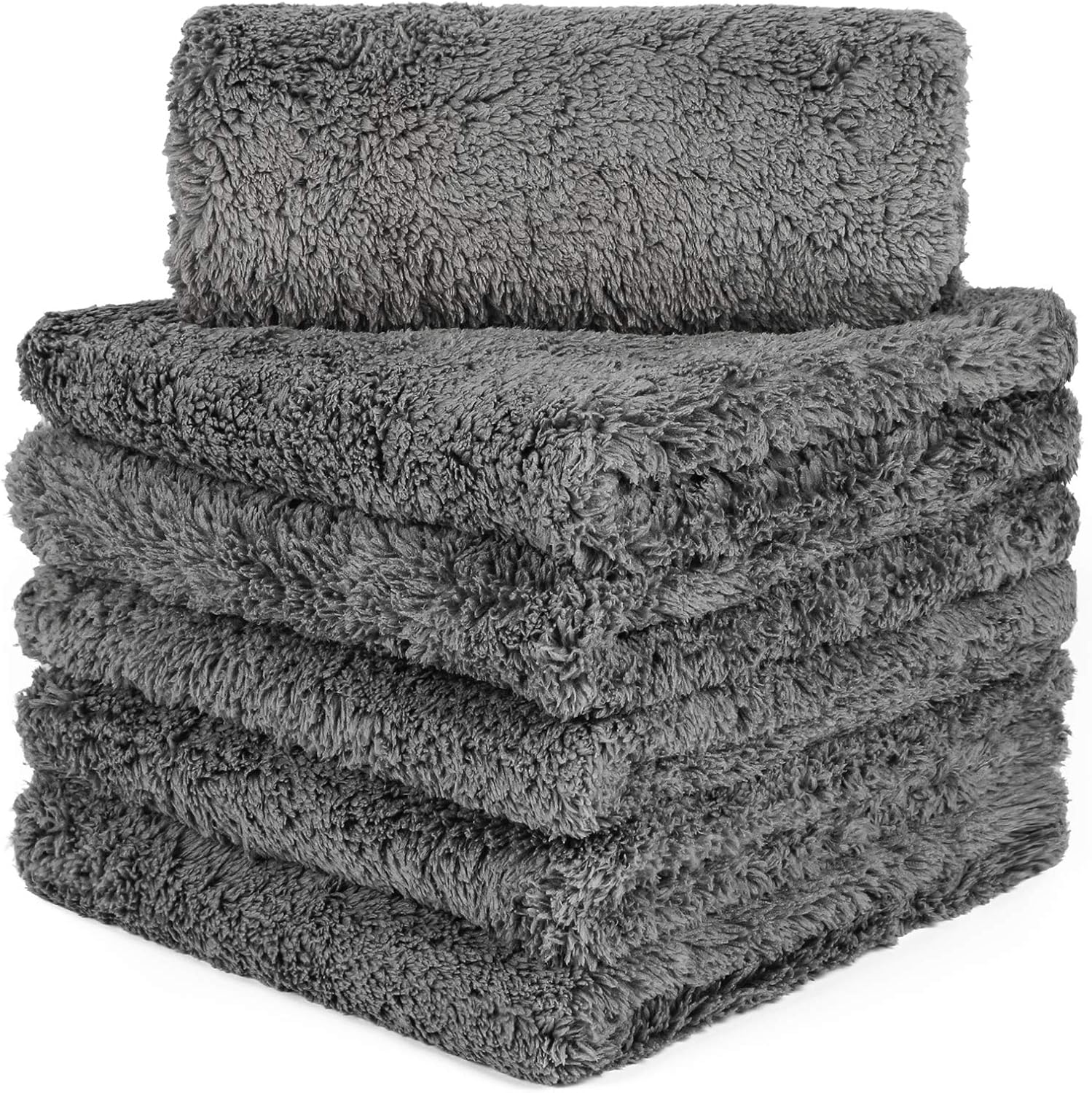 Microfiber Towels for Cars, Car Drying Wash Detailing Towel with Plush Edgeless Microfiber Cloth (Grey)